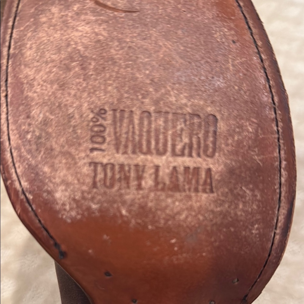 Tony Lama Brown Western Cowboy Boots size 8 - Picture 6 of 9